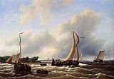 Vessels Canvas Paintings - Sailing Vessels On The Zuiderzee